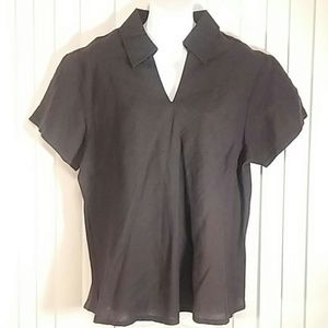 Black Linen Top by Sun Moda